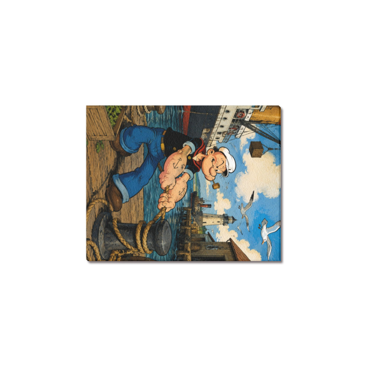Popeye Harbor Work Panel Frame Canvas Print 8"x10"