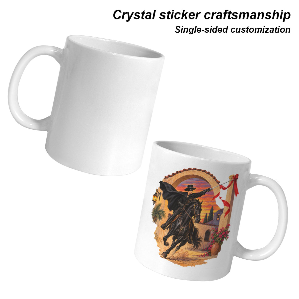 1920 Zorro Adobe Ribbon Cut 11 oz White Ceramic Mug