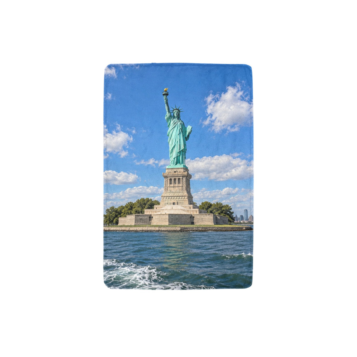 Statue of Liberty from the Water 32 x 48 in Micro Fleece Blanket