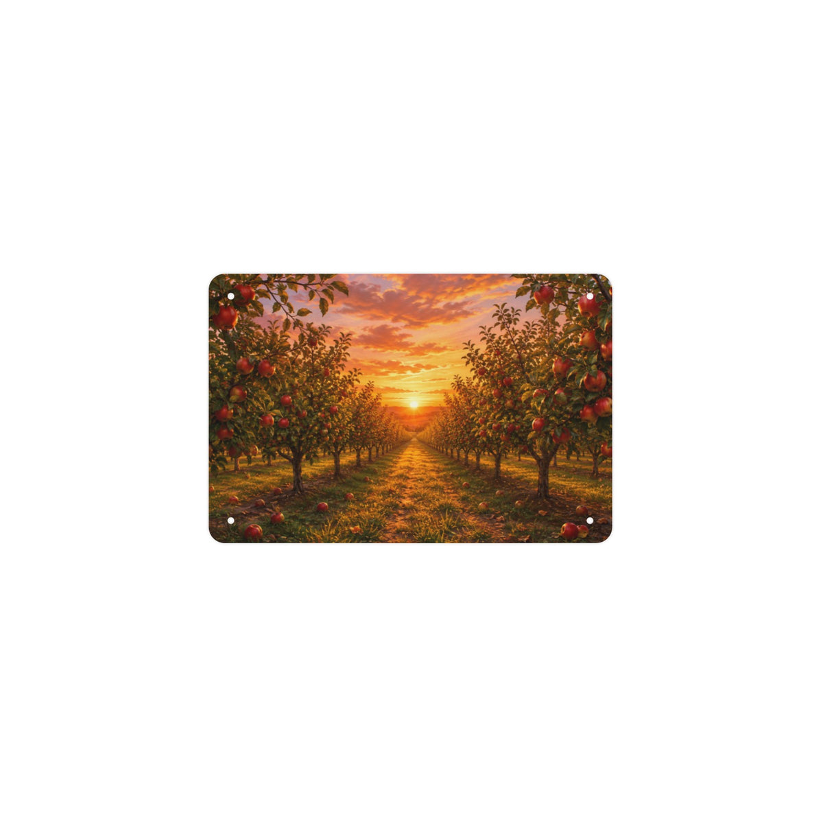 Orchard Sunset Rows 12 x 8 in Metal Tin Sign