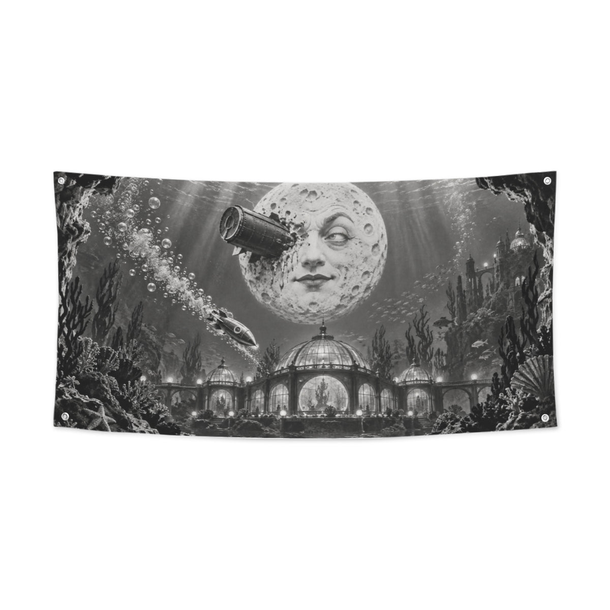 Moon Face Rocket Underwater Observatory 47 x 24 in Festival Banner