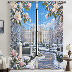 White House Winter Magnolia Promenade 52 x 84 in Window Curtain Set