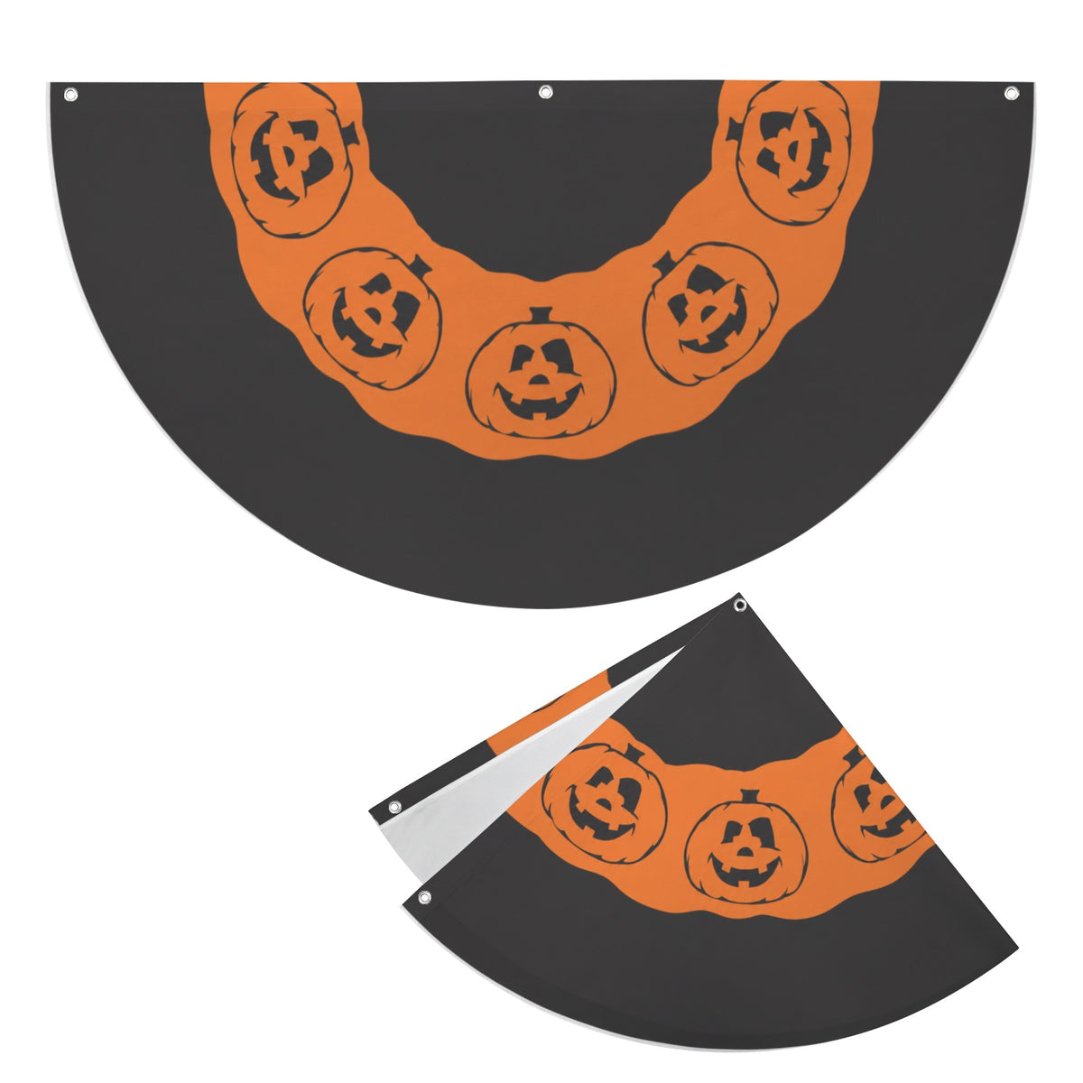 Halloween Pumpkin Porch 36 x 18 in Semi Circle Flag
