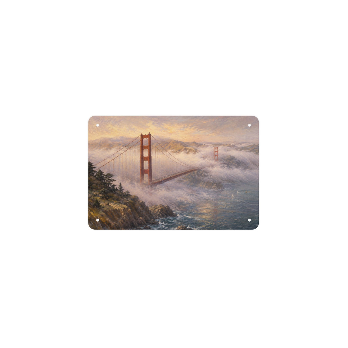 Golden Gate Bay Fog 12 x 8 in Metal Tin Sign