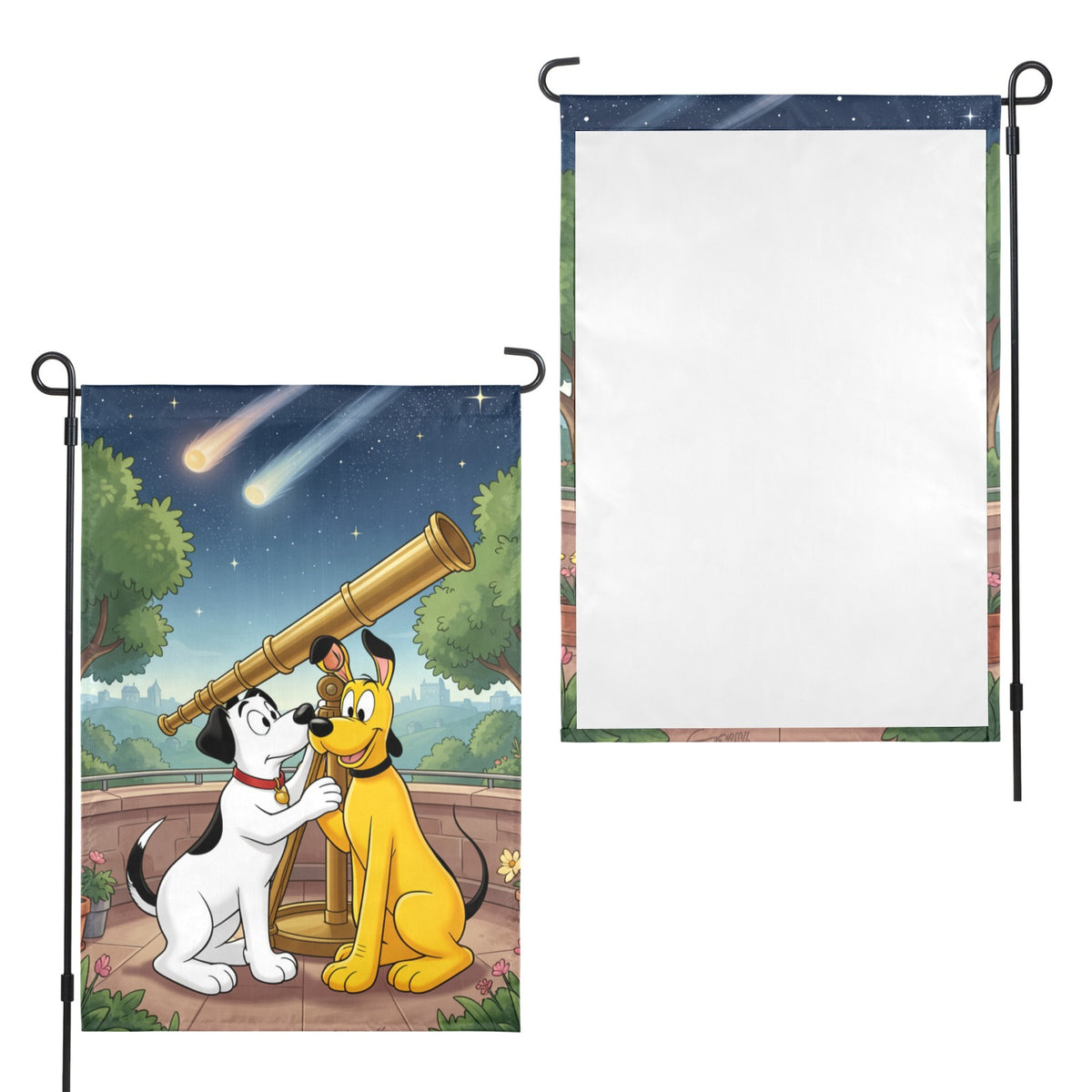 Backyard Telescope Dogs 12 x 18 in Garden Flag