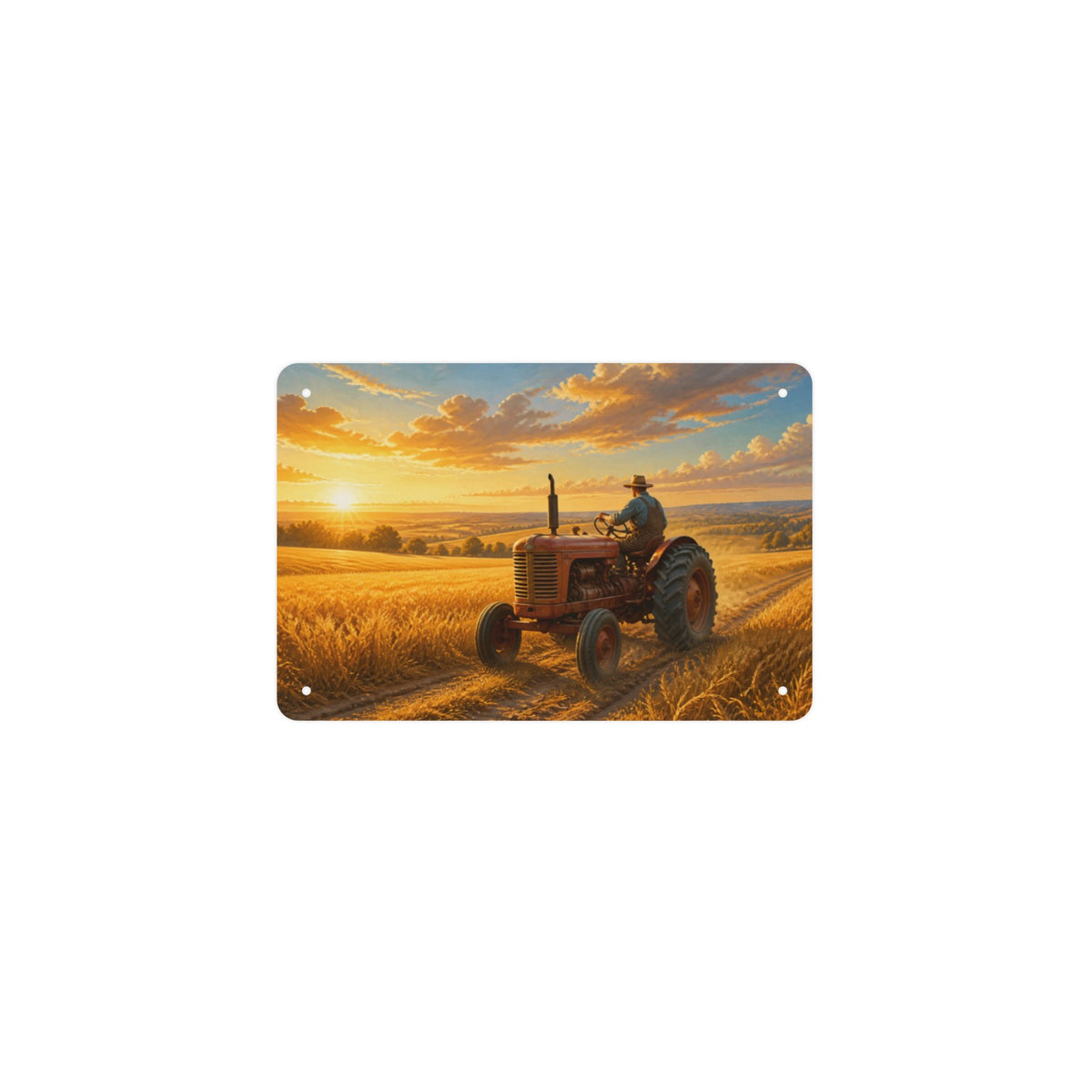 Tractor Golden Field 12 x 8 in Metal Tin Sign