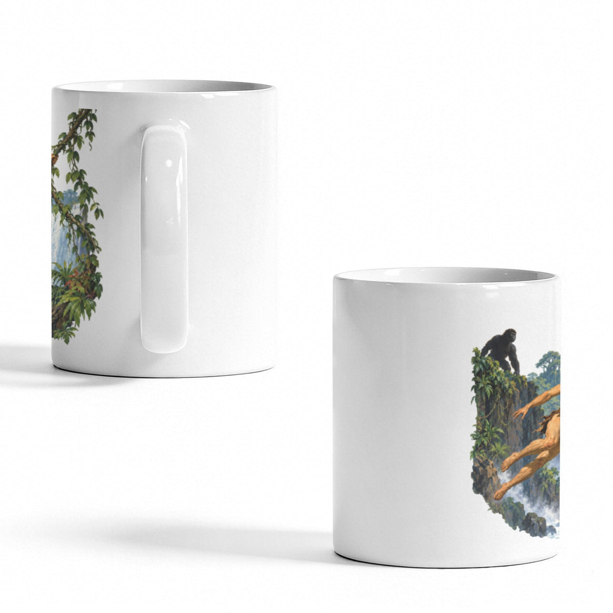 1914 Tarzan Waterfall Vine Swing 11 oz White Ceramic Mug