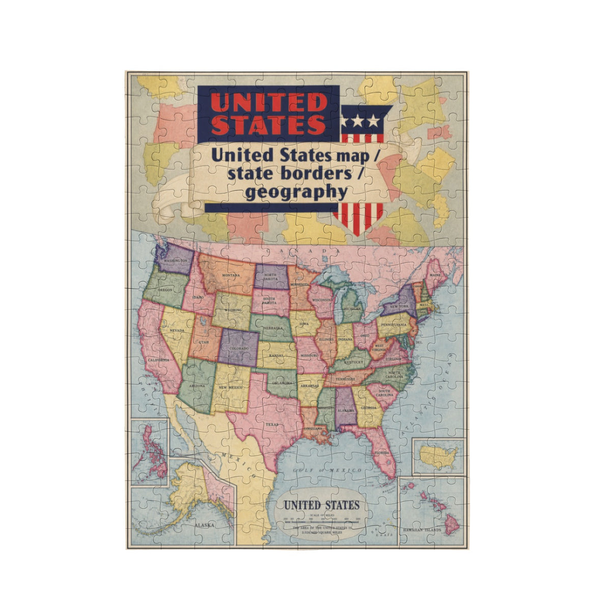 United States Map 10 x 13.94 in 200-Piece Wooden Jigsaw Puzzle (QUE)