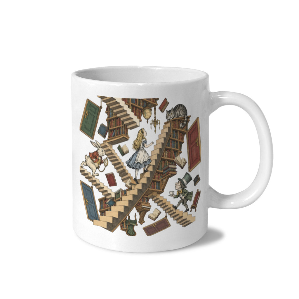 Alice Upside-Down Library 11 oz White Ceramic Mug