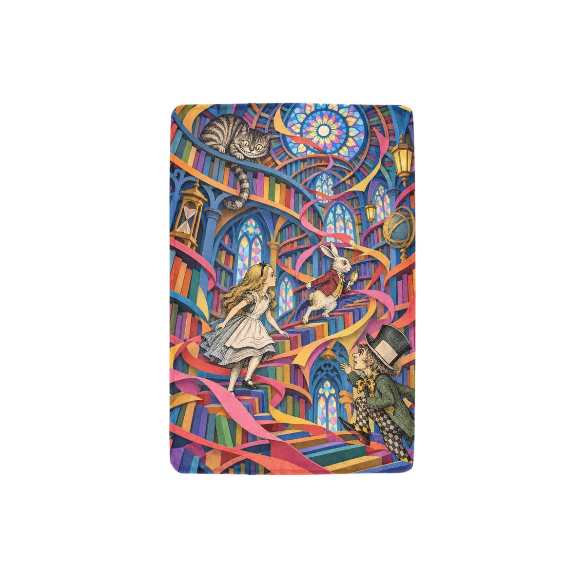 Alice Kaleidoscope Library 32 x 48 in Micro Fleece Blanket