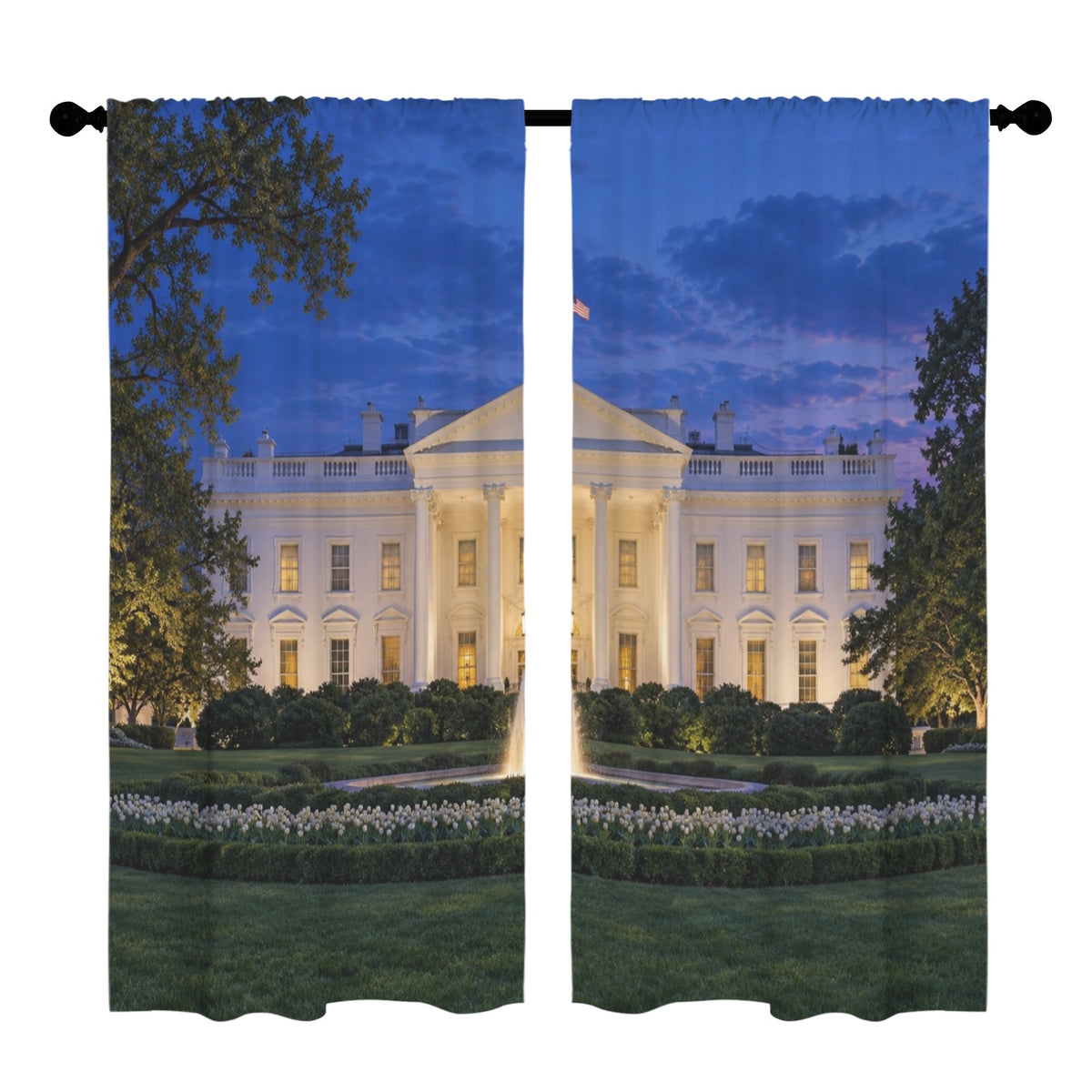 White House Blue-Hour Garden 52 x 84 in Window Curtain Set