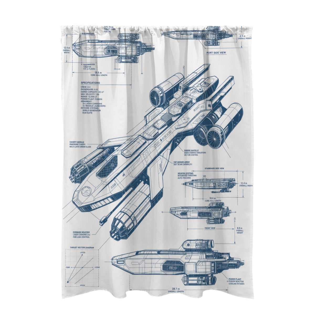 Wright Flyer Blueprint 51 x 72 in Door Curtain (QUE)