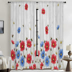Daisy-and-Ballot Neighbors 52 x 84 in Window Curtain Set
