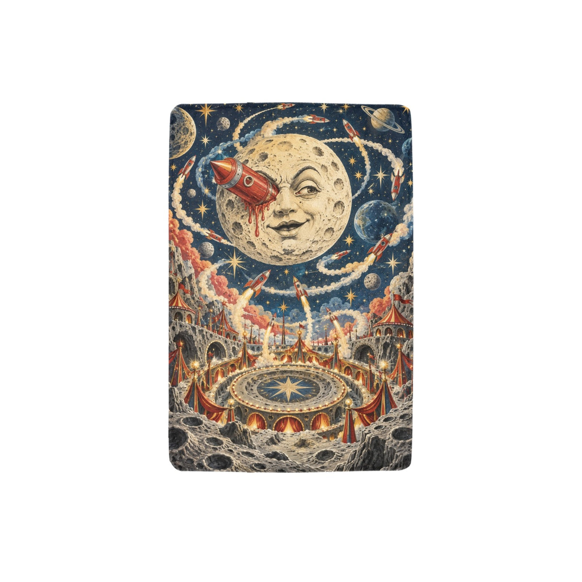 Moon Face Star Carnival 32 x 48 in Micro Fleece Blanket