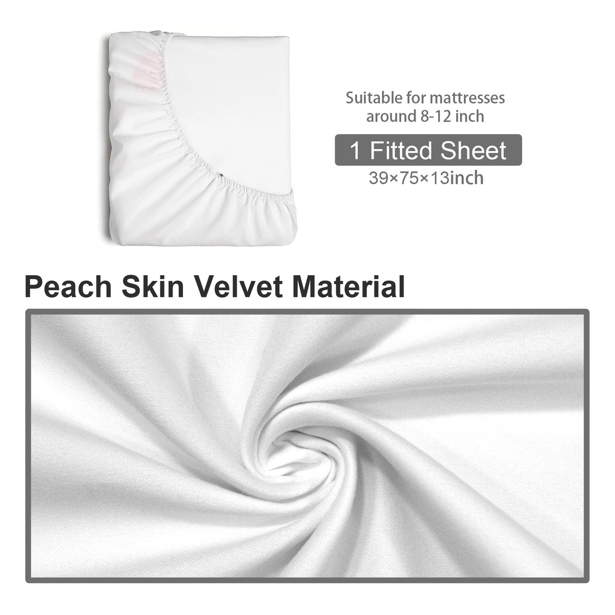 Chenille Touch Illusion Fitted Sheet 39x75x13inch (QUE)