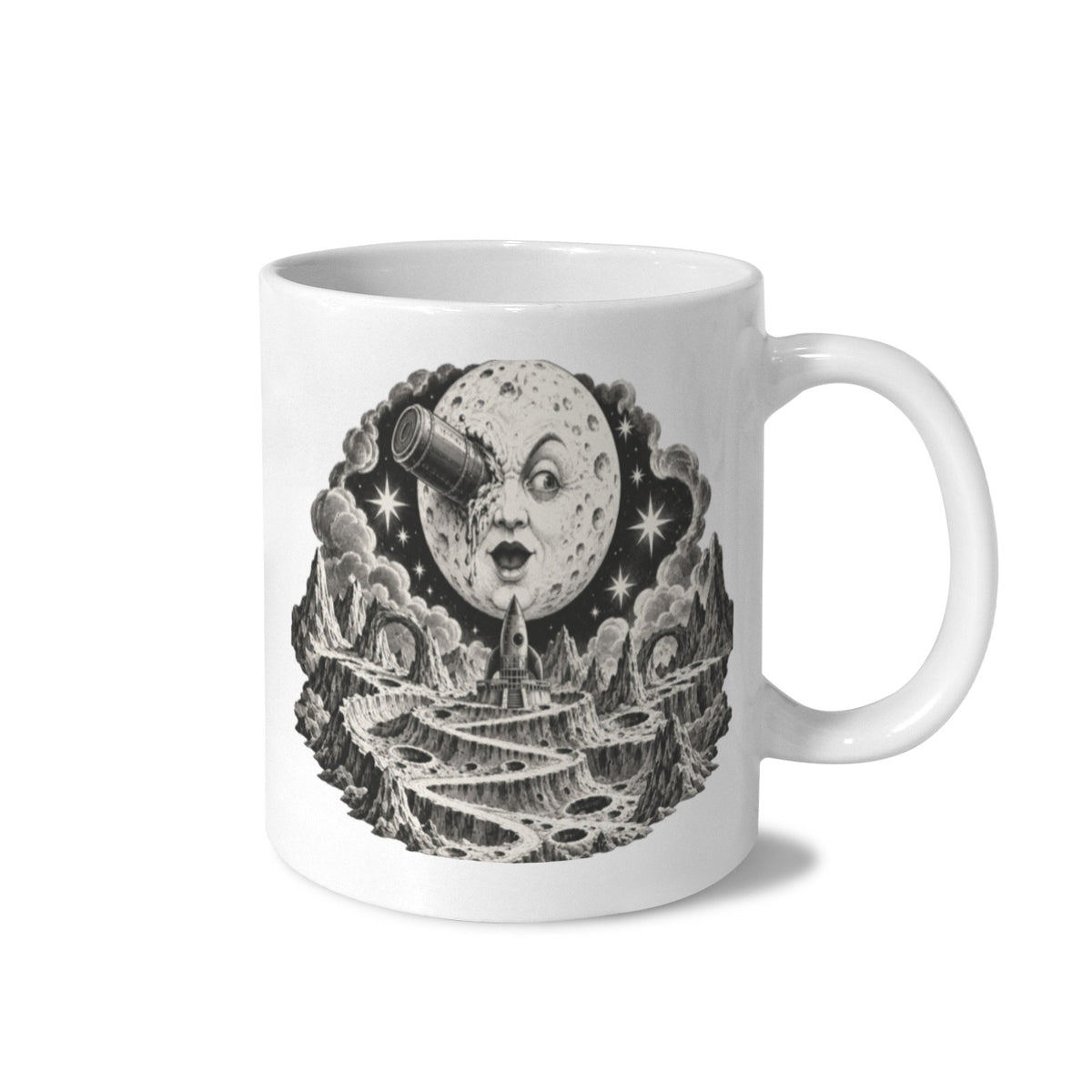 Rocket Moon Crater Garden 11 oz White Ceramic Mug