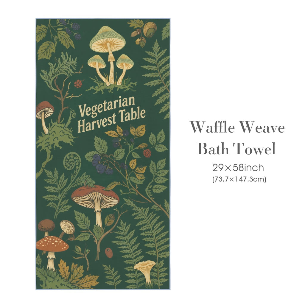 Vegetarian Harvest Table 29"x58" (QUE) Waffle Weave Bath Towel