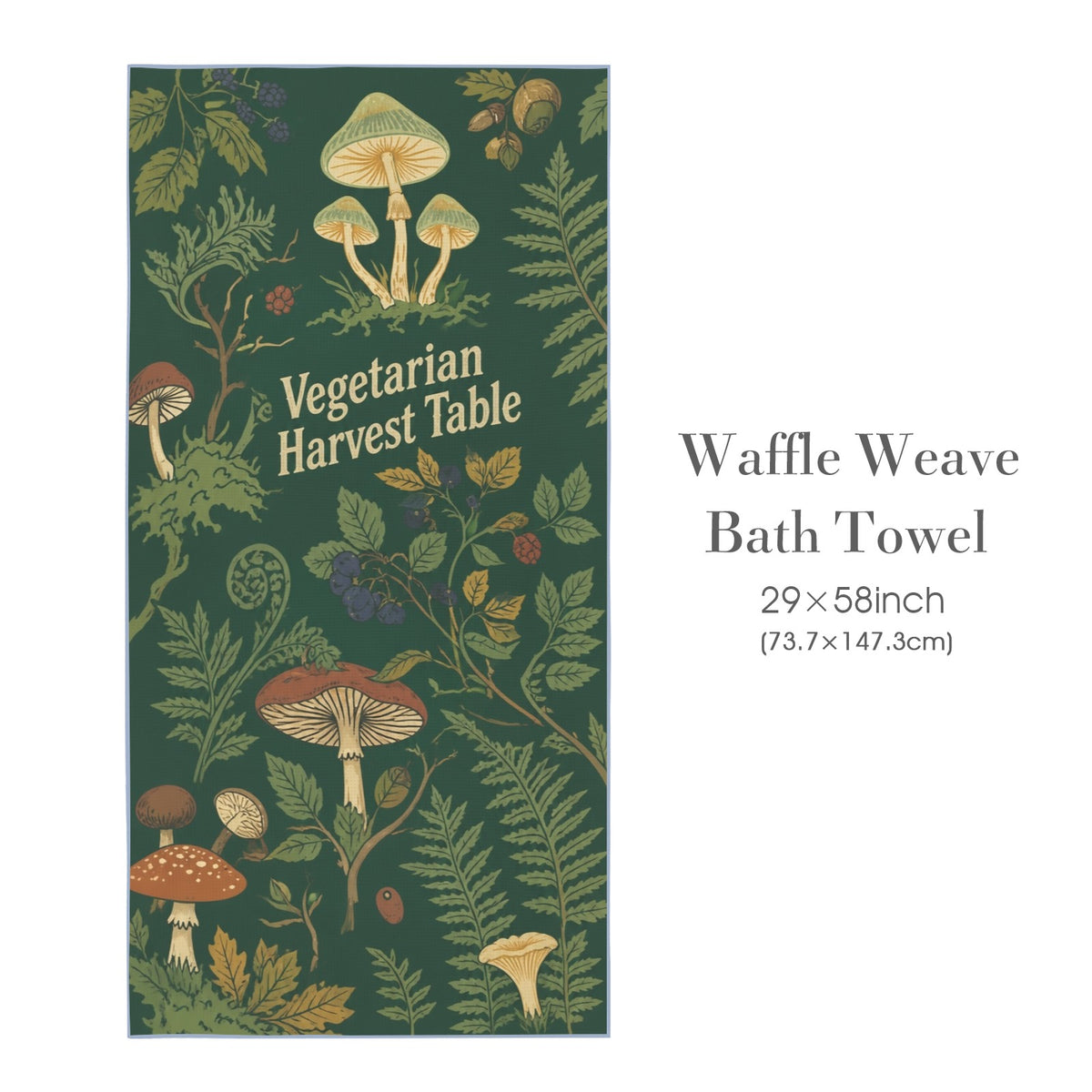 Vegetarian Harvest Table 29"x58" (QUE) Waffle Weave Bath Towel