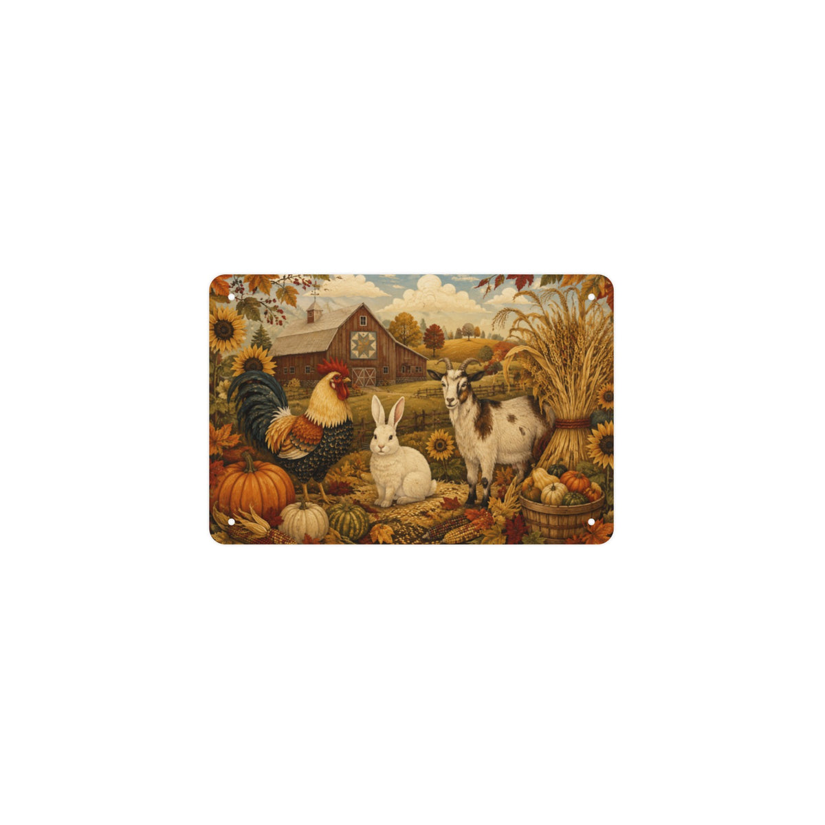 Folk Farm Animals 12 x 8 in Metal Tin Sign