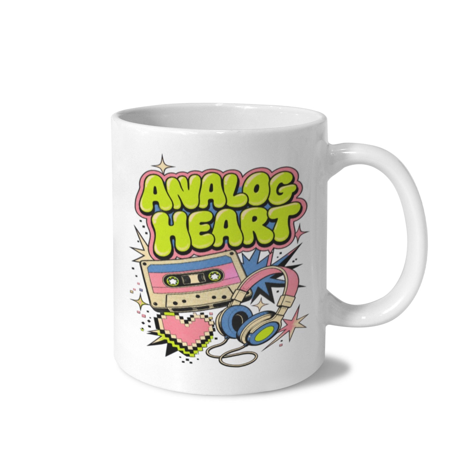 Analog Heart 11 oz White Ceramic Mug