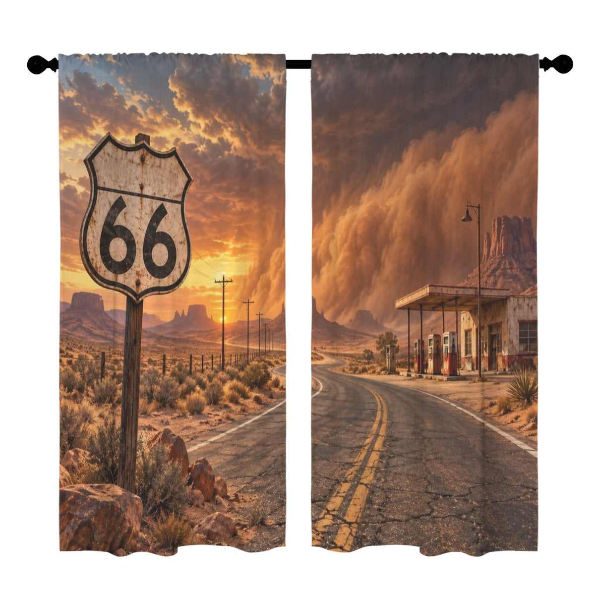 Route 66 Desert Storm Stop 52 x 84 in Window Curtain Set