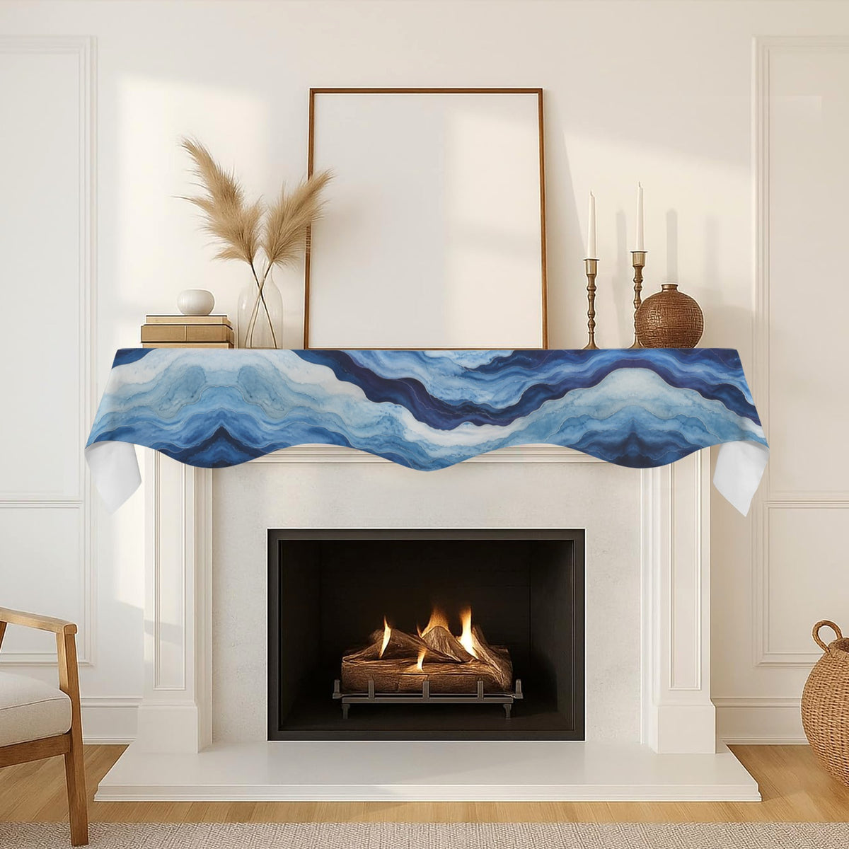 Deep Teal Winter Conservatory 200cm x 43.1cm Fireplace Cloth (QUE)