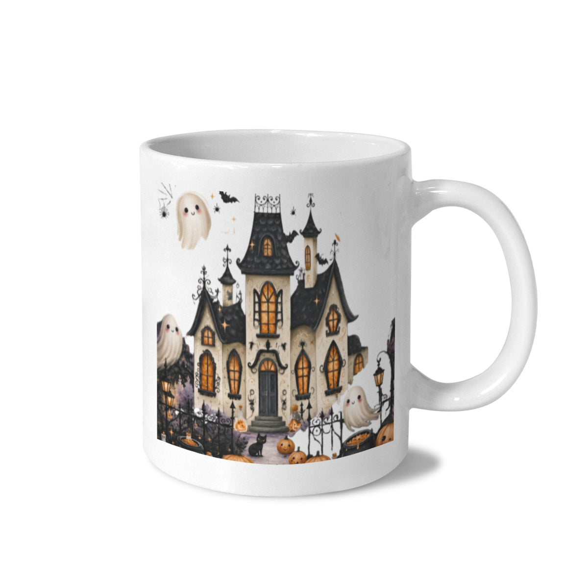 Midnight Pumpkin Train 11 oz White Ceramic Mug