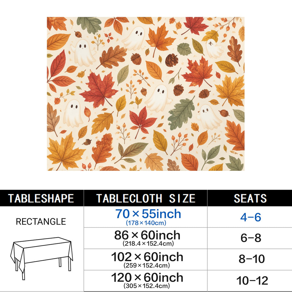 Tiny Ghost Leaves 178cm x 140cm Rectangular Tablecloth 70x55inch (QUE)