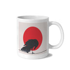 Raven and Crescent Moon 11 oz White Ceramic Mug