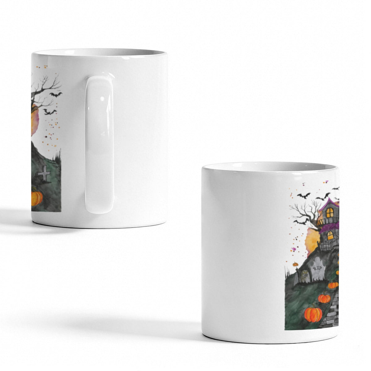 Cozy Haunted House 11 oz White Ceramic Mug