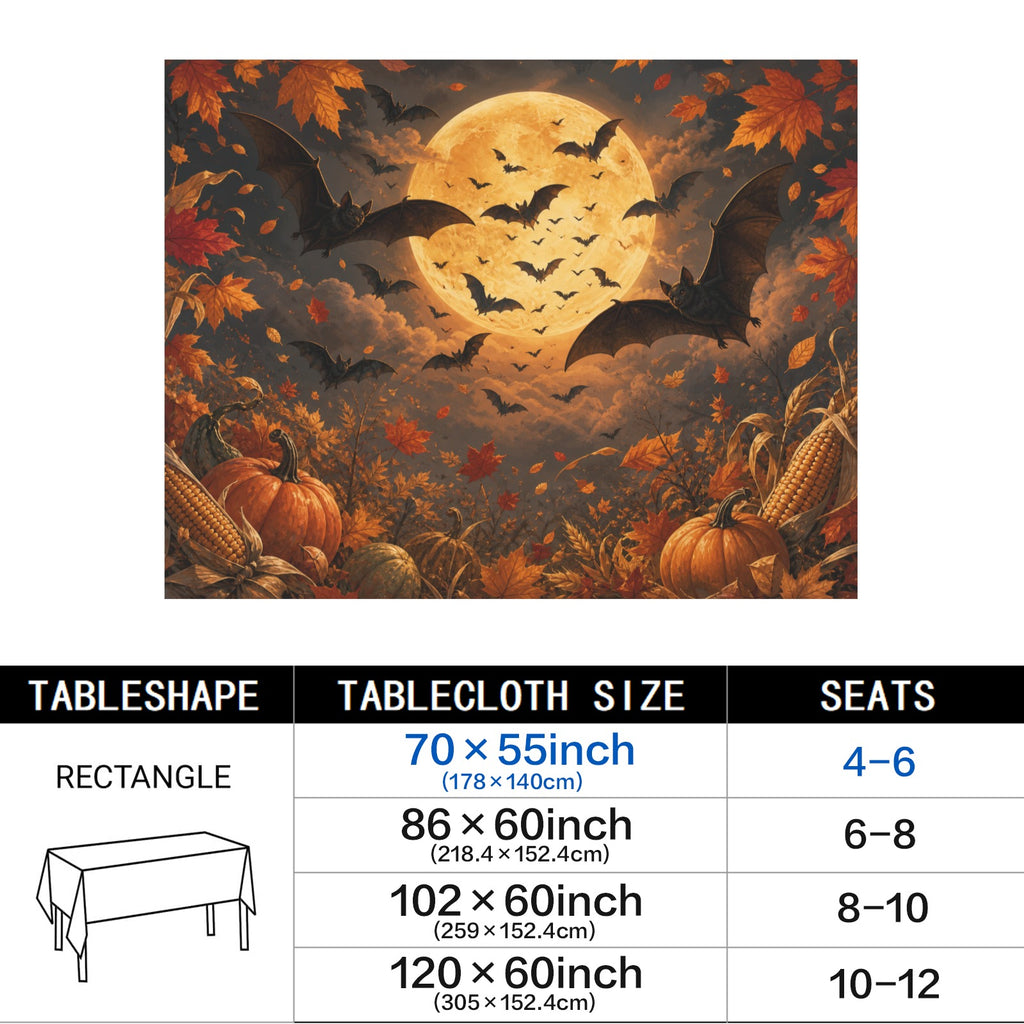 Harvest Bats 178cm x 140cm Rectangular Tablecloth 70x55inch (QUE)