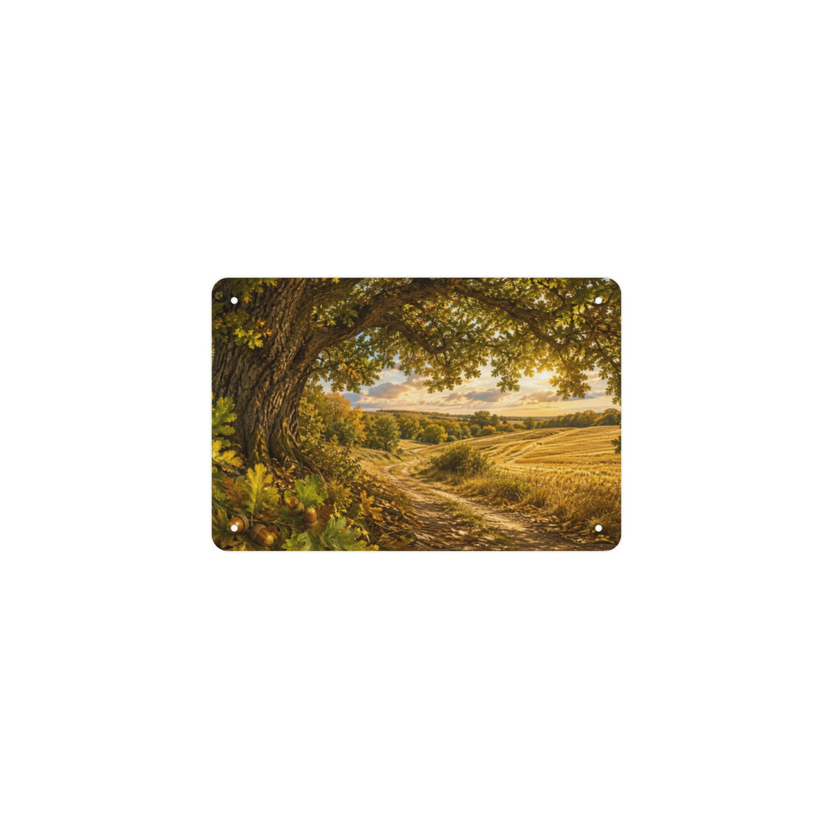 Oak Grove Harvest Path 12 x 8 in Metal Tin Sign