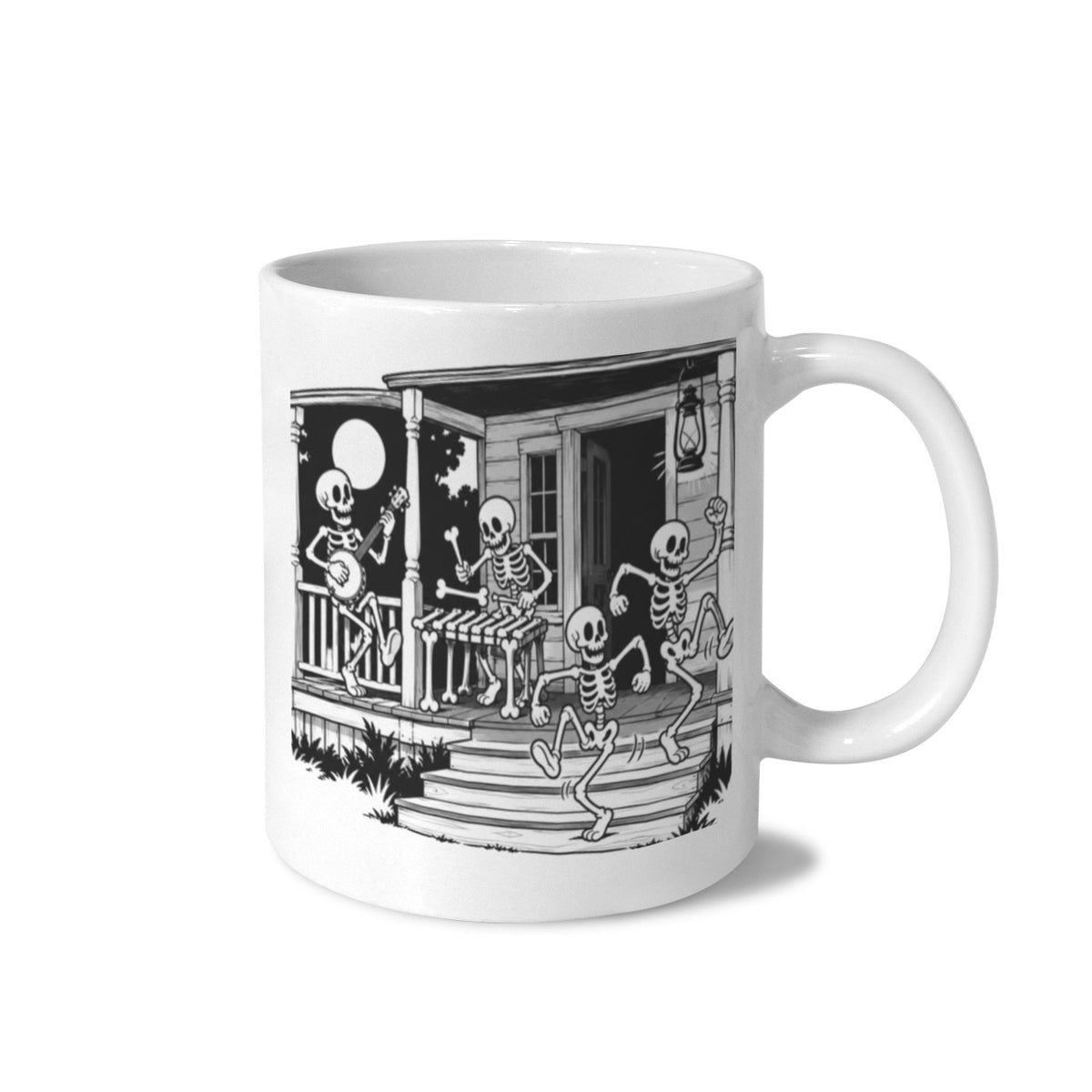 1929 Skeleton Porch Concert 11 oz White Ceramic Mug