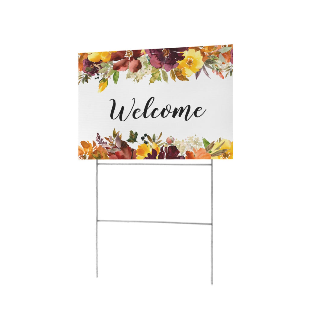 Autumn Floral Welcome 12 x 9 in House Sign