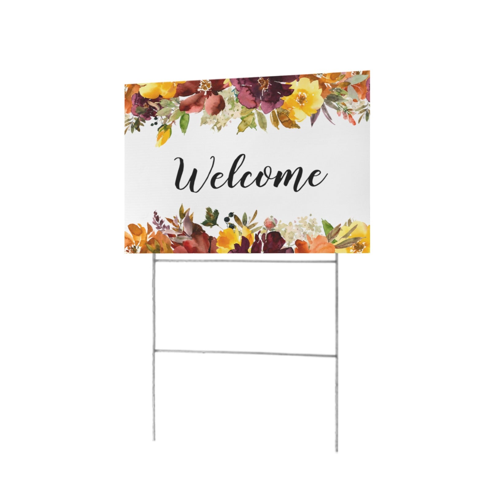 Autumn Floral Welcome 12 x 9 in House Sign