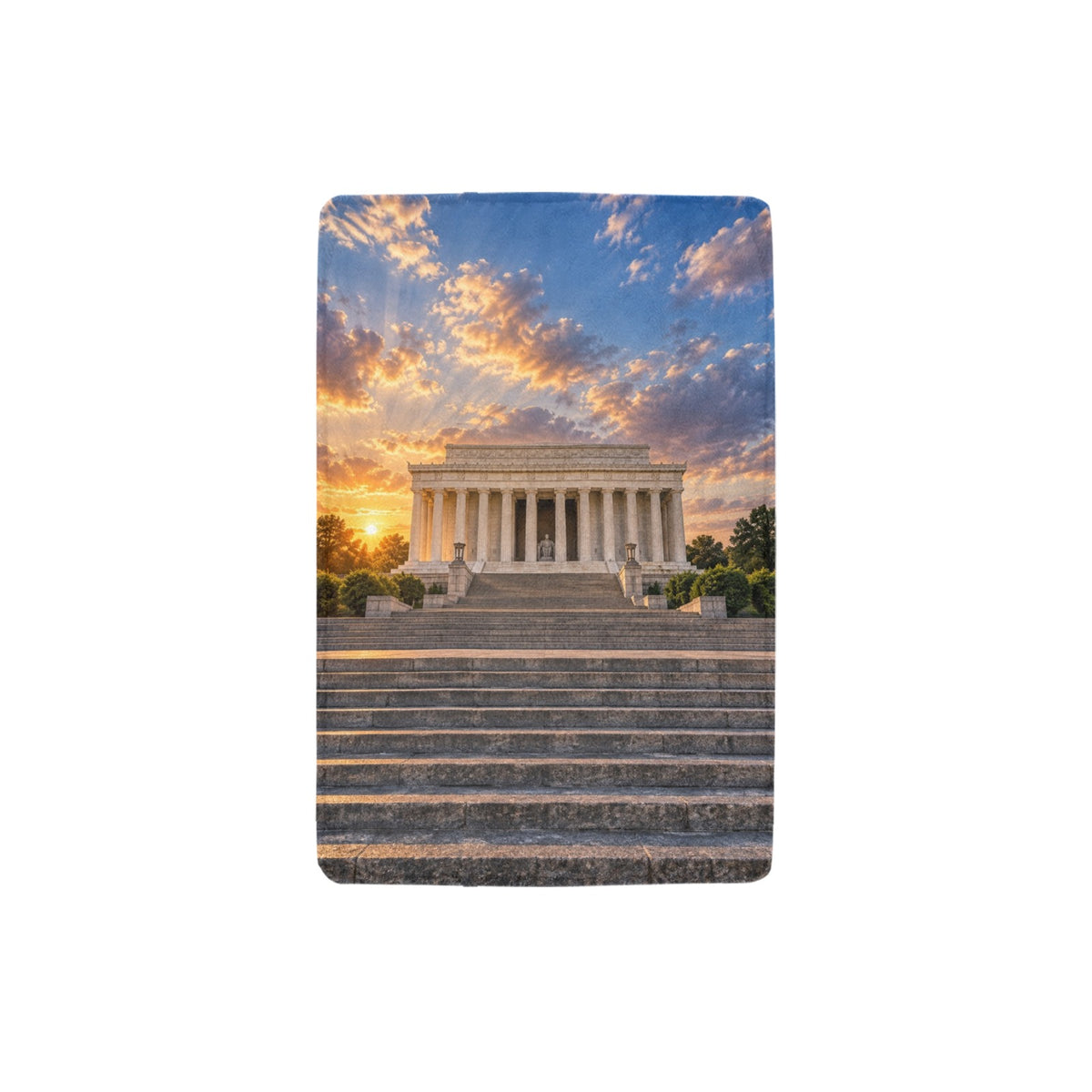 Lincoln Memorial Steps and Sky 32 x 48 in Micro Fleece Blanket