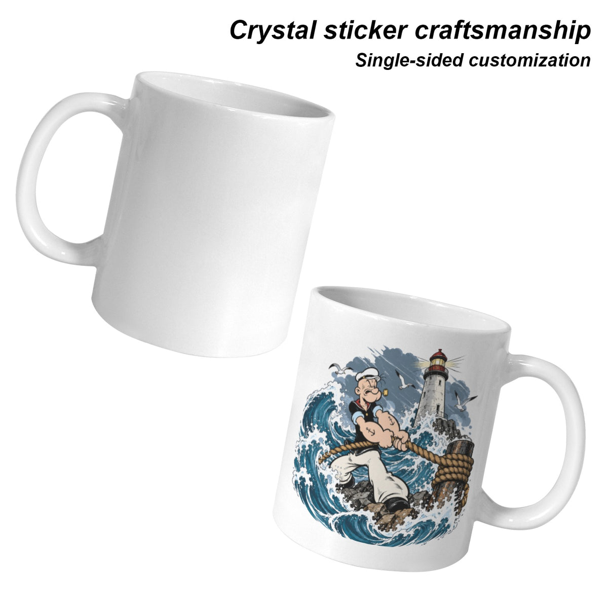 Popeye Lighthouse Squall 11 oz White Ceramic Mug