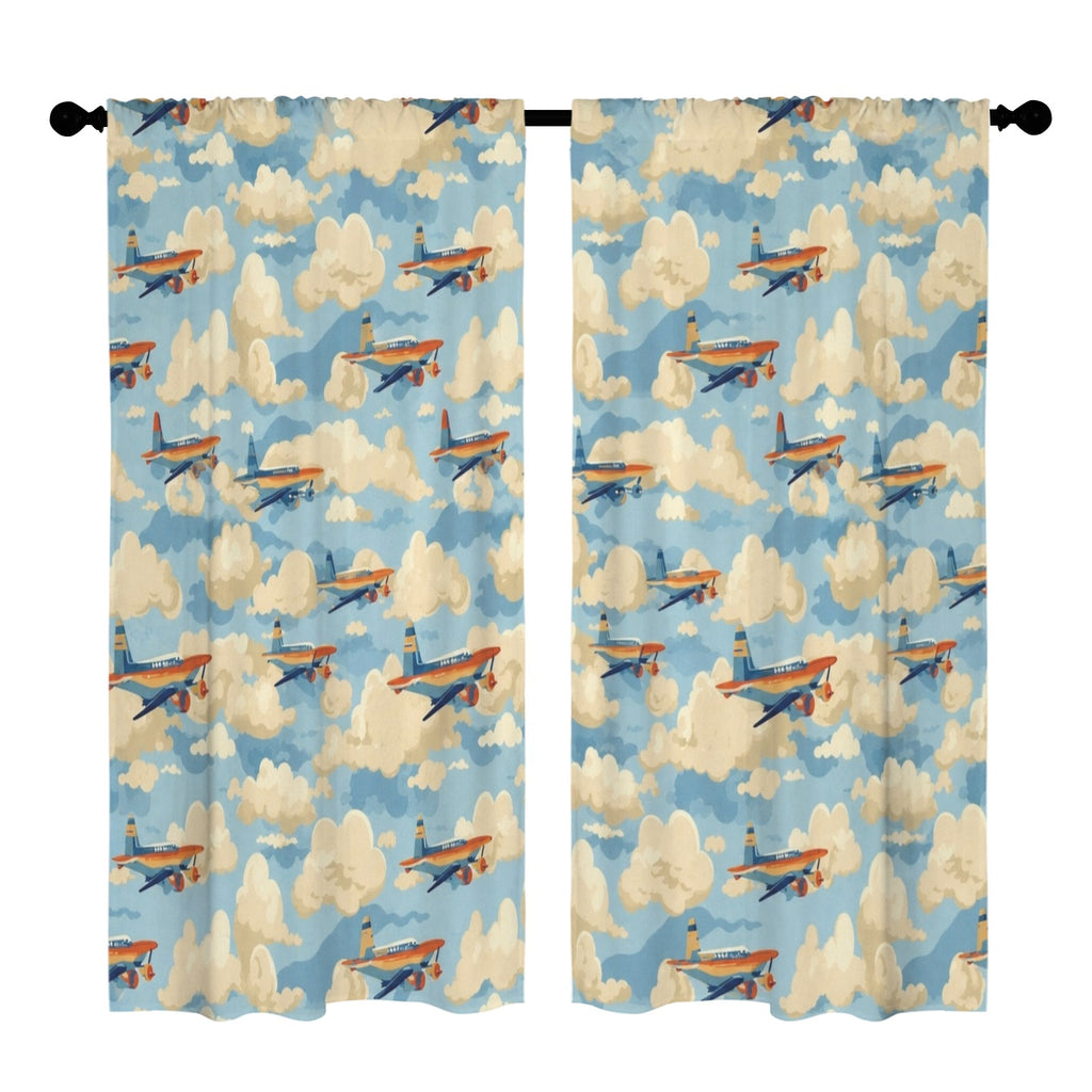 Wright Flyer Blueprint 52 x 84 in Window Curtain Set