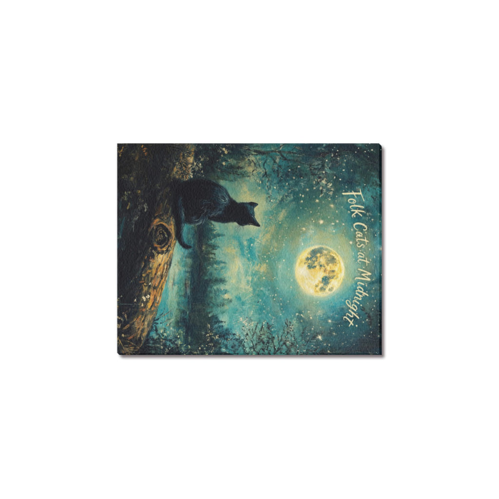 Folk Cats at Midnight Frame Canvas Print 8"x10"