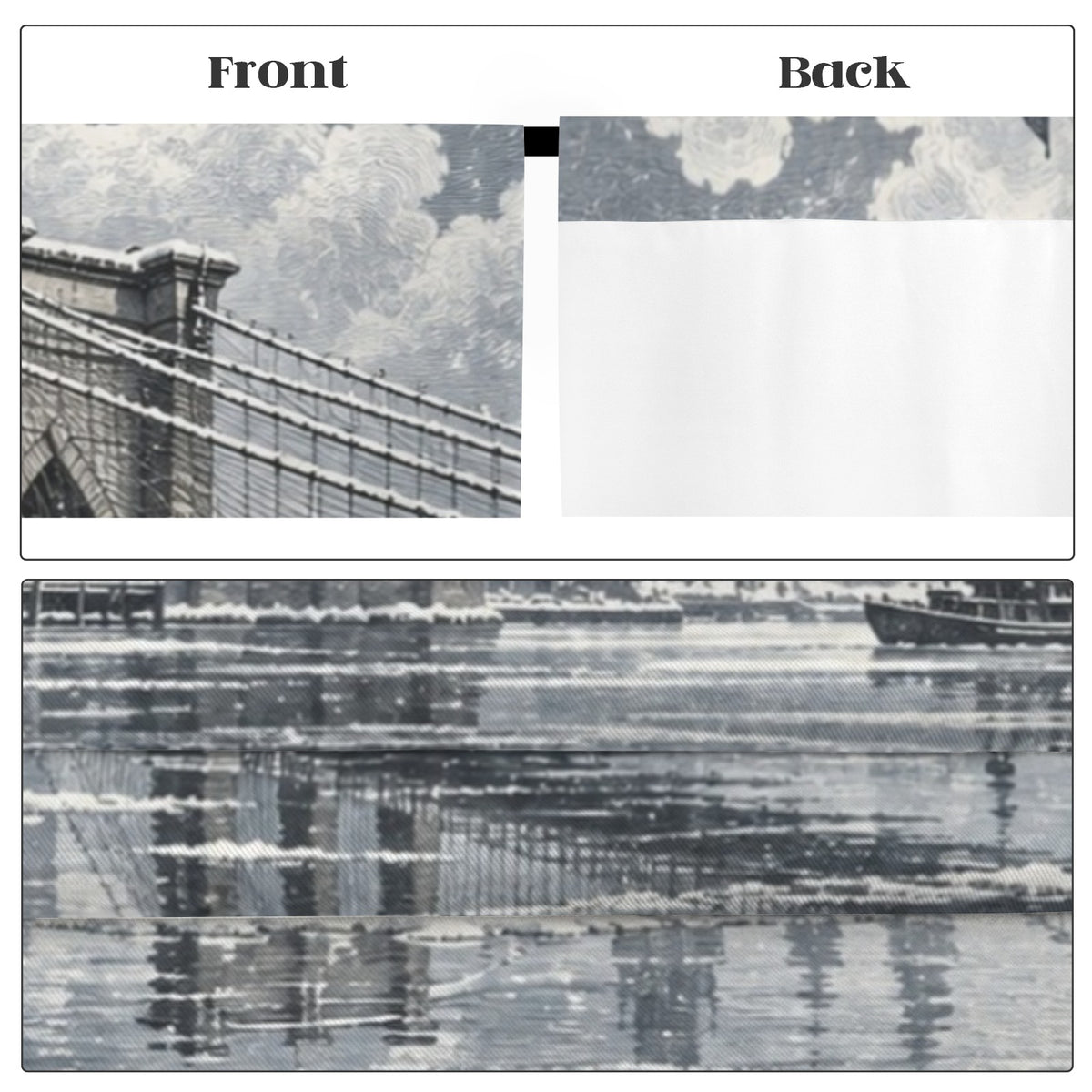 Brooklyn Bridge Snowlit River 52 x 84 in Window Curtain Set
