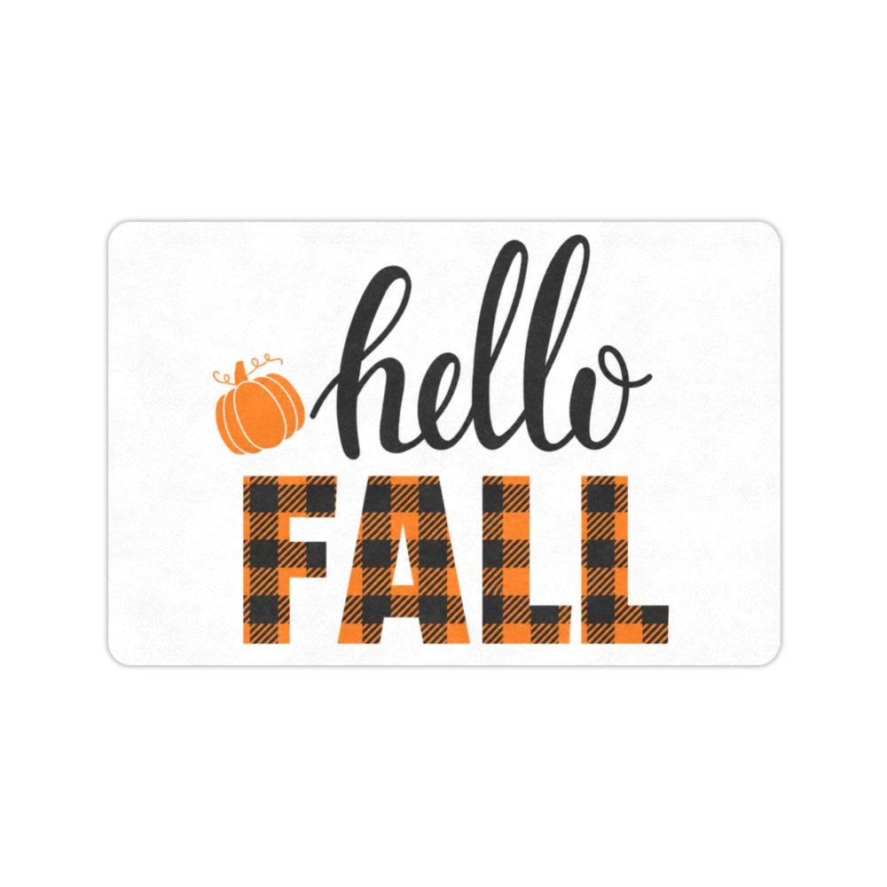 Hello Fall Plaid Doormat 23.6 x 15.7 in Doormat