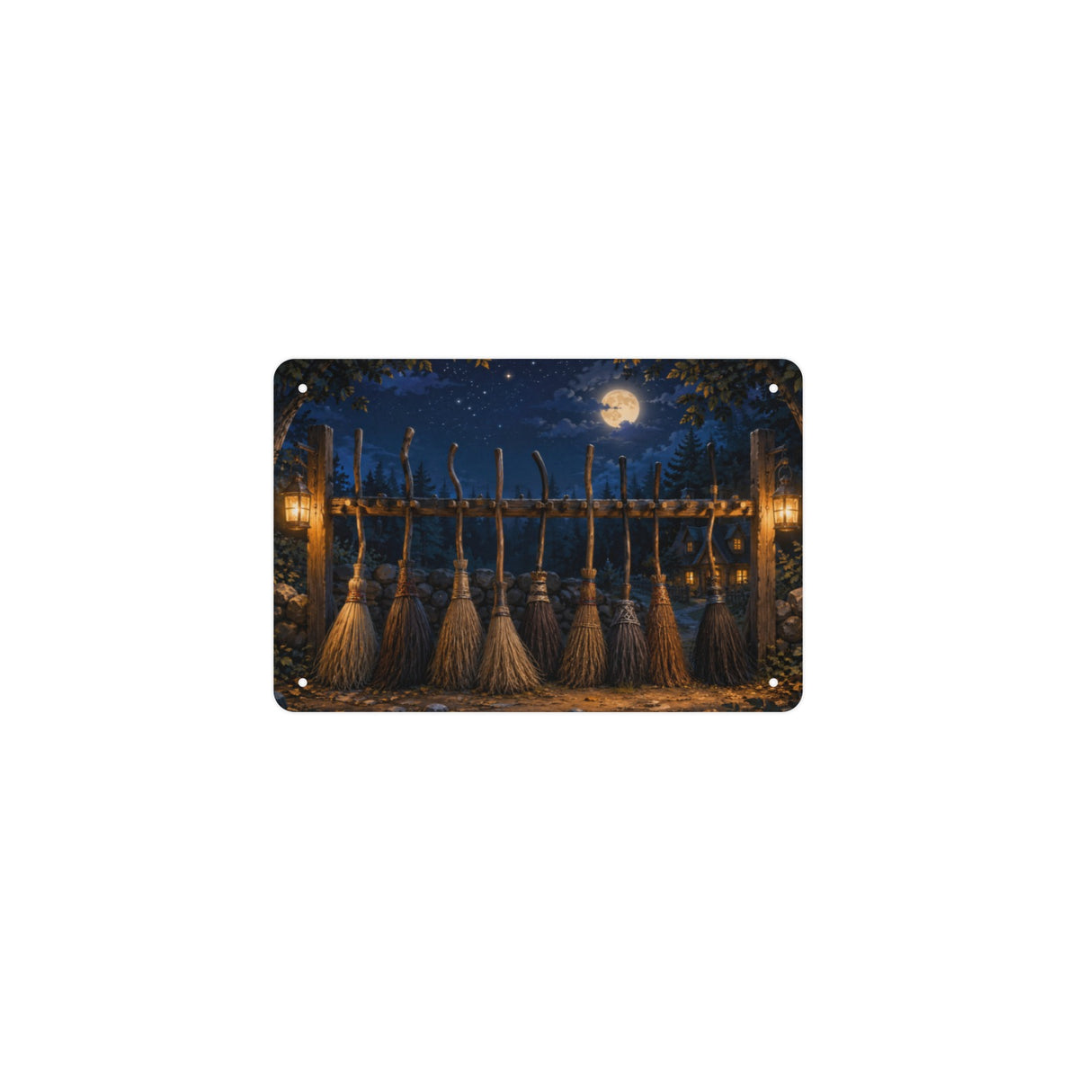 Broom Parking After Dark 12 x 8 in Metal Tin Sign