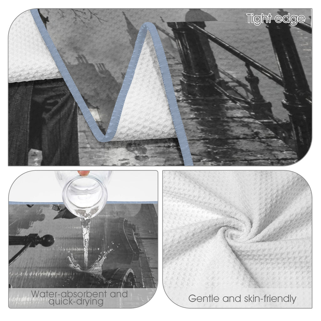 Sherlock Foggy Canal Footprints 29"x58" (QUE) Waffle Weave Bath Towel