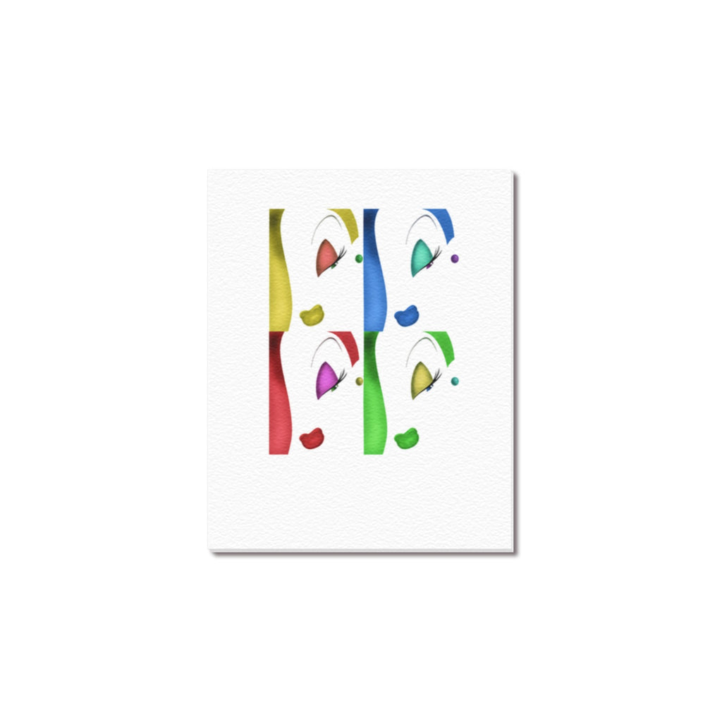 Colorful Four Face Pattern Frame Canvas Print 8"x10"