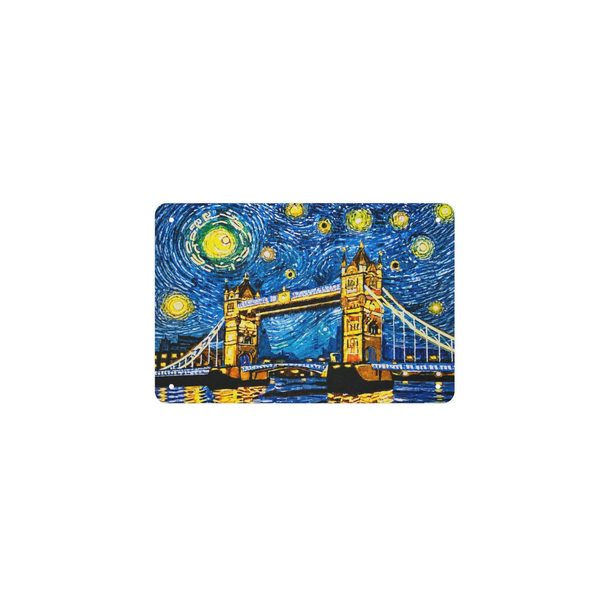 Starry Night Tower Bridge 12 x 8 in Metal Tin Sign
