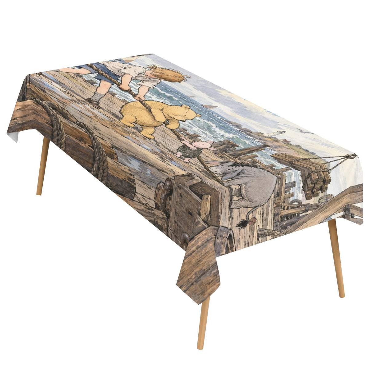 Pooh Shipyard 178cm x 140cm Rectangular Tablecloth 70x55inch (QUE)