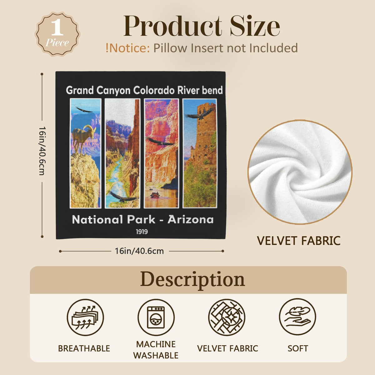 Colorado River Canyon 16 x 16 in Envelope Pillow Case