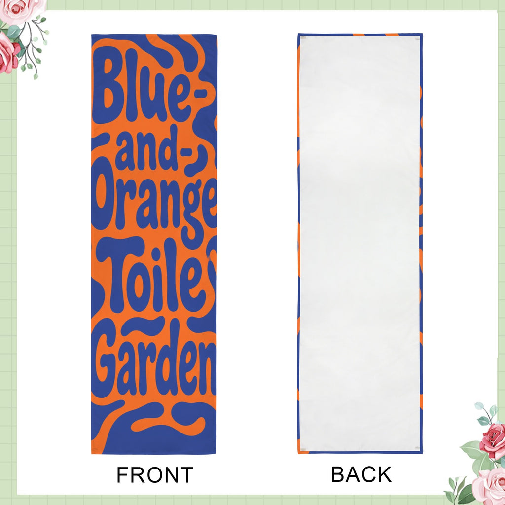 Blue-and-Orange Toile Garden 12 x 40 in Polyester Peach Skin Tapestry