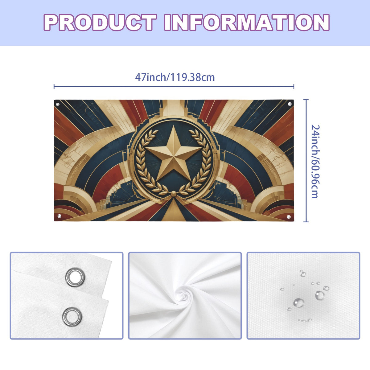 Art Deco Service Star 47 x 24 in Festival Banner