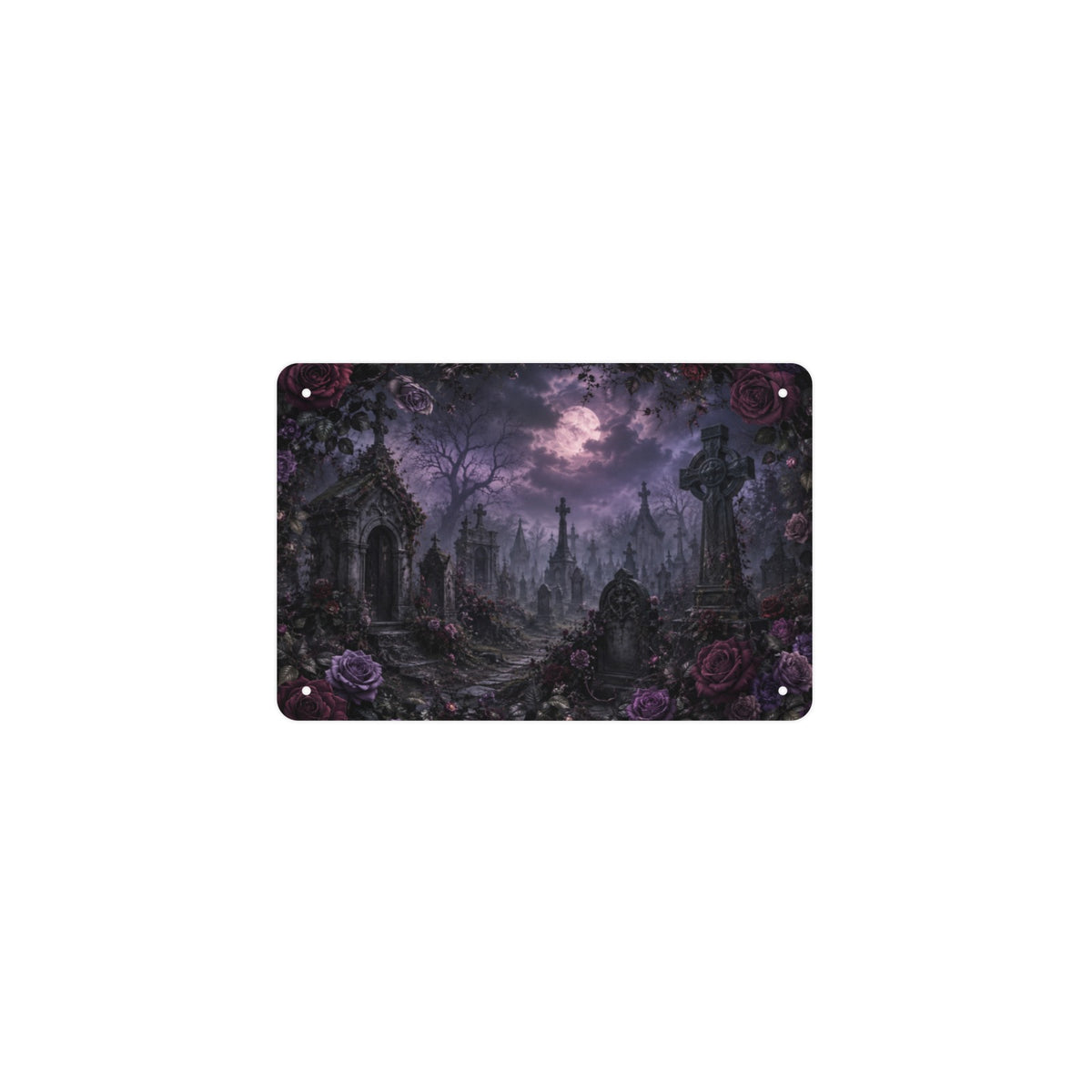 Graveyard Floral Frame 12 x 8 in Metal Tin Sign